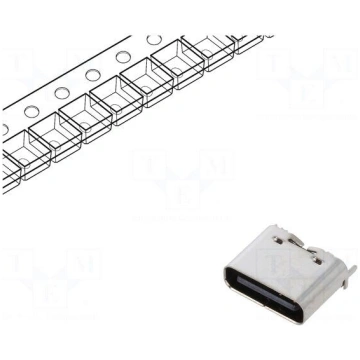Connector: USB C | socket | SMT | PIN: 6 | vertica