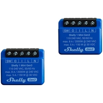 Shelly 1 Mini Gen3 Set of 2 Controllers, WiFi/Blue