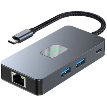 Adapteris hub usb c (7in1) hdmi usb sd/tf rj45 (25