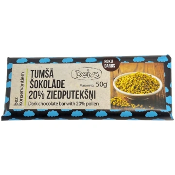 Šokolāde tumšā ar 20% ziedputekšņiem, 50g Deiva