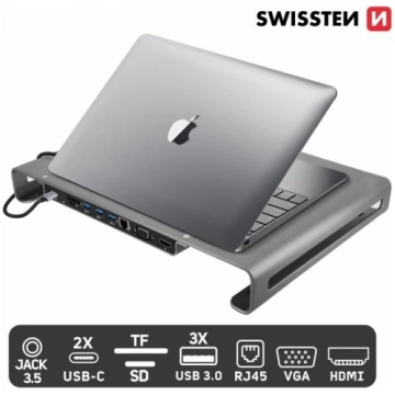 SWISSTEN Daudzfunkcionāla USB-C Klēpjdatora doksta