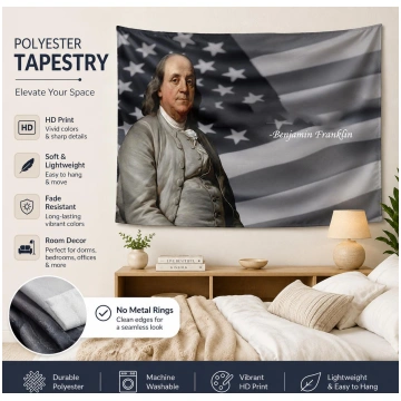 Benjamin Franklin American Flag Tapestry Flat Prin