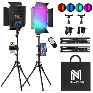 Niceveedi 15 collu RGB video gaisma, 2 paku 40W LE