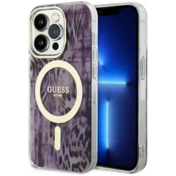 Guess Leopard MagSafe cietais vāciņš iPhone 14 Pro