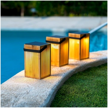 New Garden Okinawa Solar Recharge Lantern Bamboo (