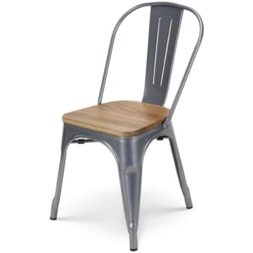 Kosmi - Cadeira Silver Grey Metal Chair com Assent