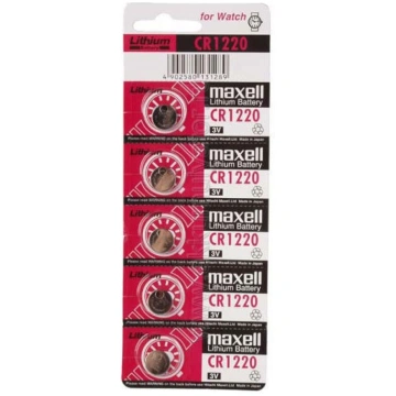 Maxell CR1220 baterijas, 5 gab