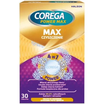 COREGA_Max tīrīšanas tabletes zobu protēzēm, 30 ga