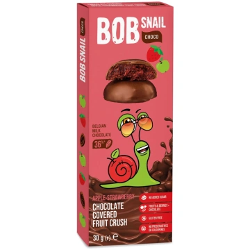 Ābolu-zemeņu konfektes piena šokolādē BOB SNAIL, 3