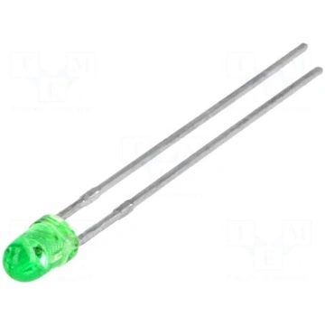 LED | 3mm | green | 20÷60mcd | 34° | Front: convex