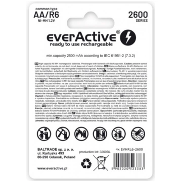 Rechargeable batteries everActive Ni-MH R6 AA 2600