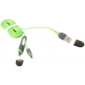 Platinet Cable USB-A to microUSB+Lightning 1 m Gre