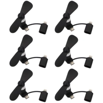 2-in-1 Type-C ventilators telefonam, melns, 6 gab.