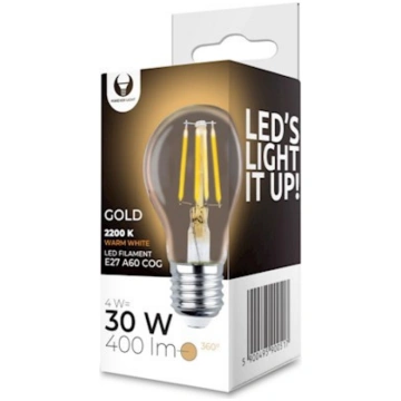 E27 4w A60 filament spuldze gold