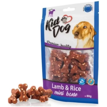 KIDDOG jēra gaļas kauliņiem un rīsiem 80g