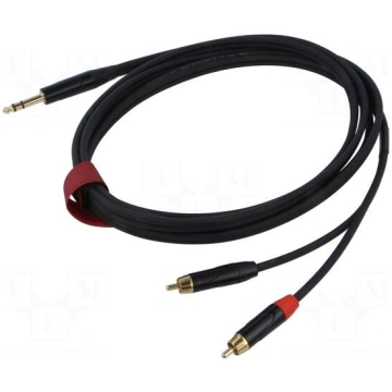 Cable | Jack 6,3mm plug,RCA plug x2 | 3m | black |