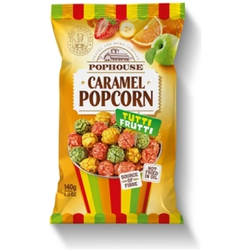 Karameļu popkorns POPHOUSE Tutti Frutti, ar augļu 