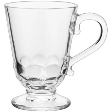 Stikla krūze uz kājas ar rokturi, 320 ml, reljefs,