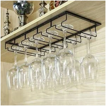 Warmiehomy Hanging Wine Glass Rack Under Cabinet S
