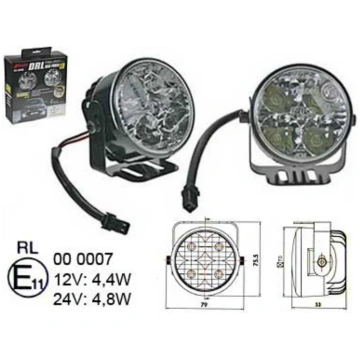 12-24V LED dienas gaismas lukturis, 4x1W LED, 70x5