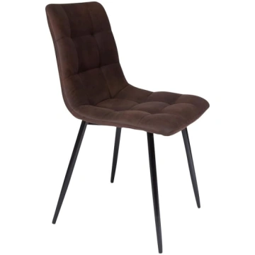 SAM ULF Dining Chair Brown Fabric Cover Black Meta
