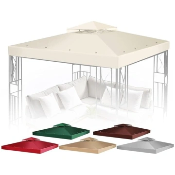 Flexzion - 3m x 3m Ivory Double Tier Gazebo Canopy