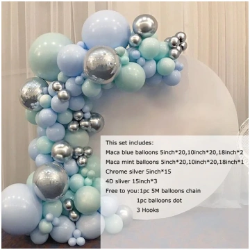 103pcs DIY Pastel Macaron Blue Mint Balloon Garlan