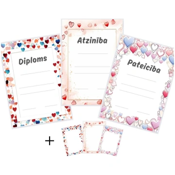 Valentīndiena. Diploms, atzinība, pateicība, rāmīt