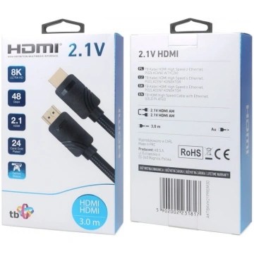 Kabelis HDMI v 2.1 premium 3 m 8K Black Izgatavots