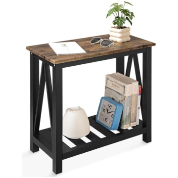 Narrow Side Table Rectangular with Shelf Console S