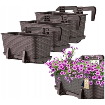 3x Balkona kaste 40cm Brūni rokturi