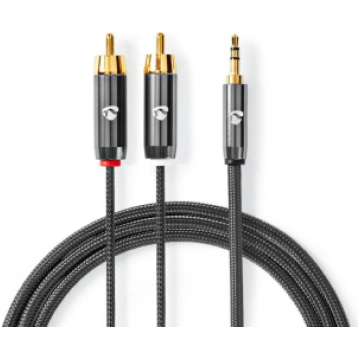 Kabelis Nedis AUX 3.5mm - 2x RCA 1m CATB22200GY10