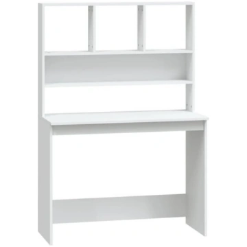 vidaXL rakstāmgalds ar plauktiem, balts, 102x45x14