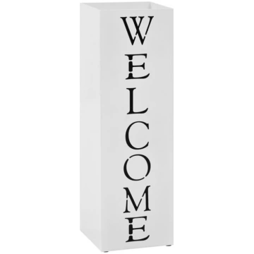VidaXL lietussargu statīvs Welcome, balts tērauds
