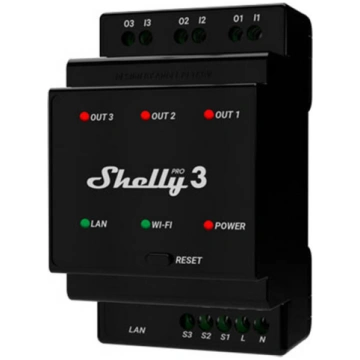 Shelly Pro 3 DIN Rail 3-channel Relay, WiFi/LAN