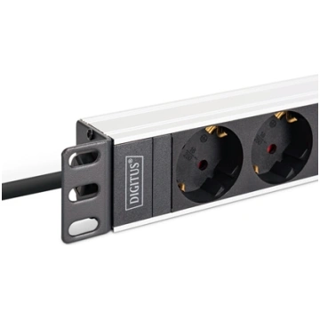 DIGIT 1U Alu PDU, rackmount, 9x Safety outlet 16A,