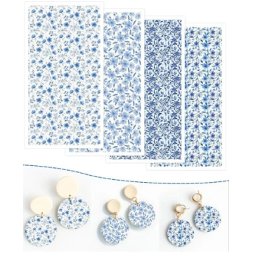 Puocaon Blue Flowers Transfer Paper - 20 gabalu zi
