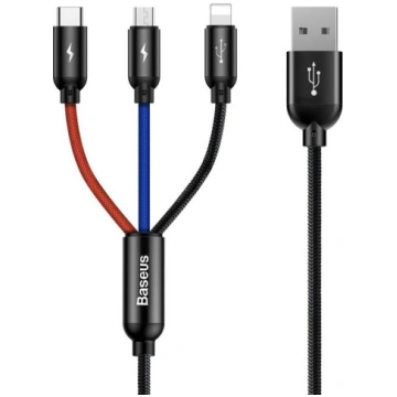 Cable USB A - USB C / micro USB / Lightning Plugs 