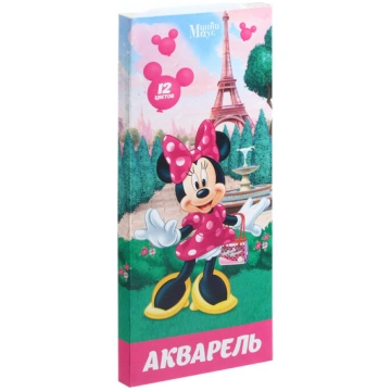 Minnie Mouse akvareļu krāsas, 12 krāsas