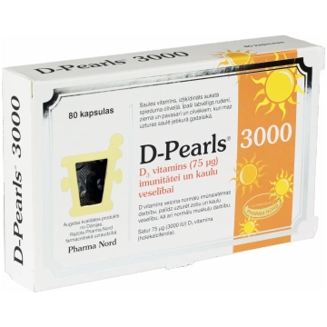 PHARMA NORD D-Pearls 3000 IU kapsulas, 80 gab