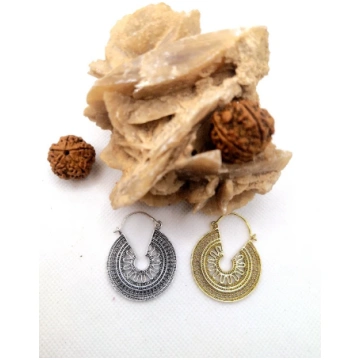 "Maya Sun" Earrings - Tribal hoops with an ancestr