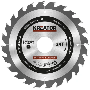 Zāģa ripa kokam 160x30x2mm, 24 zobi Kreator | KRT0