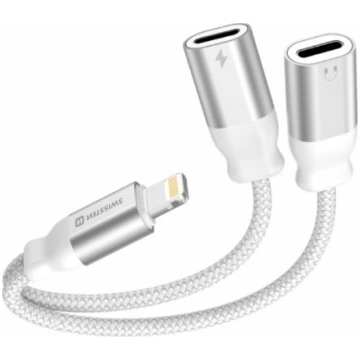 Swissten Textile Lightning Audio Charging Adapter