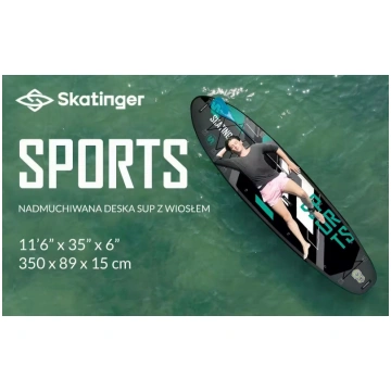 SKATINGER Grey Sports 350x89x15 Yoga SUP Board