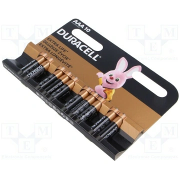Battery: alkaline; AAA; 1.5V; non-rechargeable; 10