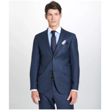 Navy & Neutral Tailored Fit Pow Check Jacket Thoma