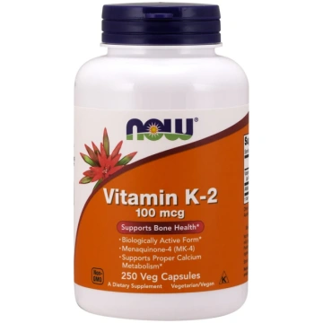 NOW Foods K-2 vitamīns, 100mcg - 250 kapsulas