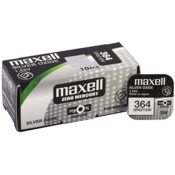 364 baterijas 1.55V Maxell sudraba-oksīda SR621SW 