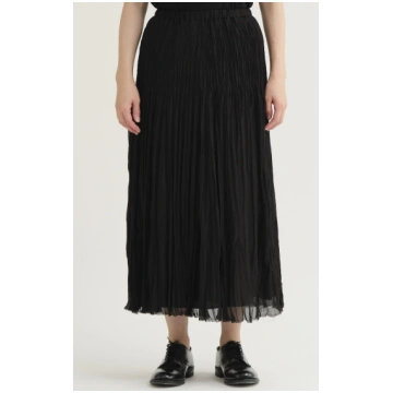 Pas De Calais Organdy Hand Pleated Long Skirt Blac
