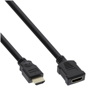 InLine HDMI kabelis, High Speed, M/F, melns, zeltī